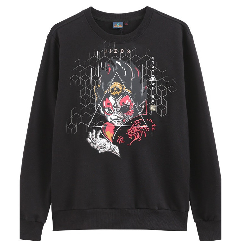 ผ้าฝ้ายแท้ฤดูหนาว Street Wear Jizo Mechanical พิมพ์รอบคอ University T ชาย