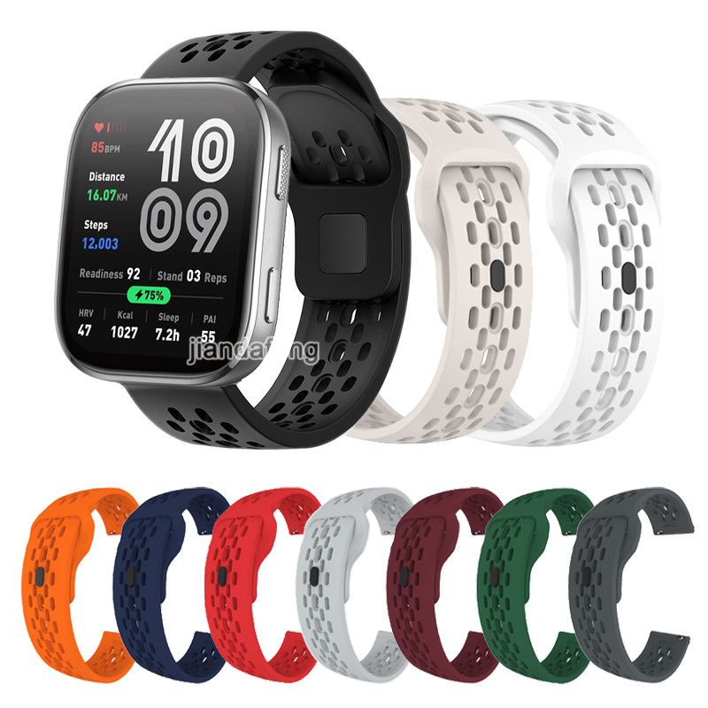 สายรัดซิลิโคนสําหรับกีฬาระบายอากาศได้สดชื่นสําหรับ Huami Amazfit Bip 6 5 Bip 3 Pro GTS 4 Mini