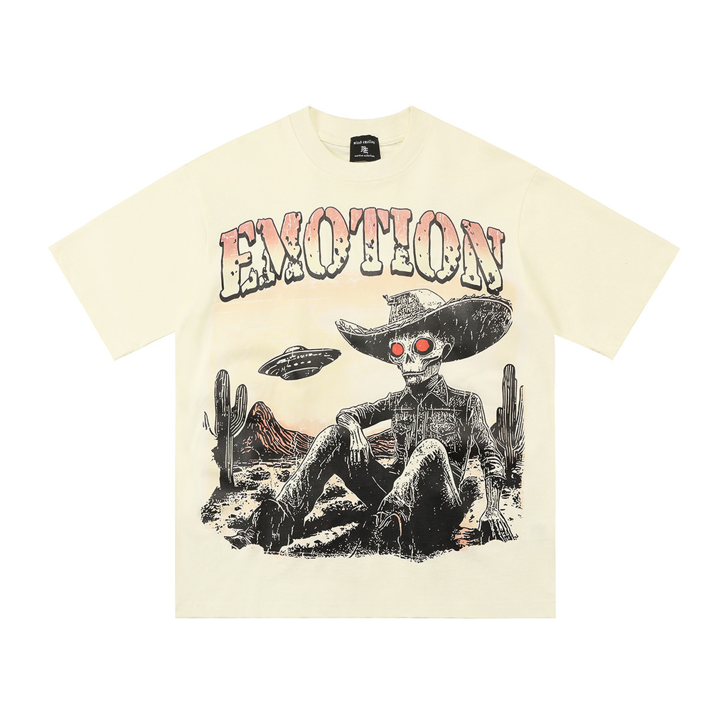 MIXED EMOTION เสื้อยืดแขนสั้นสไตล์ฮิปฮอป
