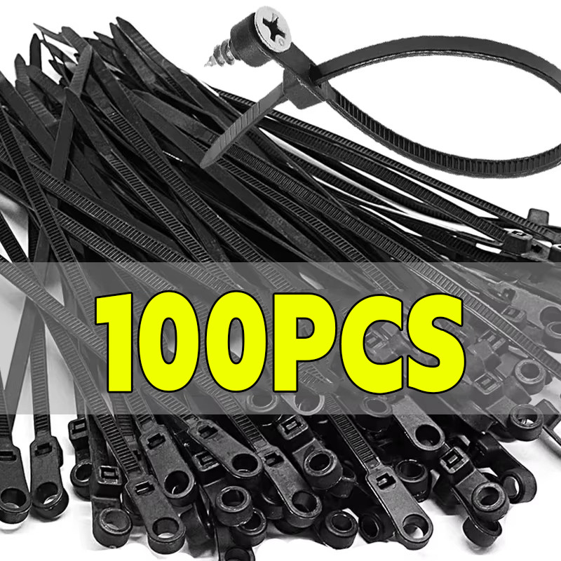 ใหม่สกรูรูสายผูกไนลอน-อเนกประสงค์หนักปรับผูกสายไฟล็อคตัวเอง-สายสํานักงาน ทําเอง ลวดยึดยึดตัวจัด