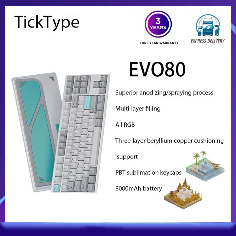 TickType EVO80 Trimode 2.4G Bluetooth Linear Aluminium Mechanical Keyboard