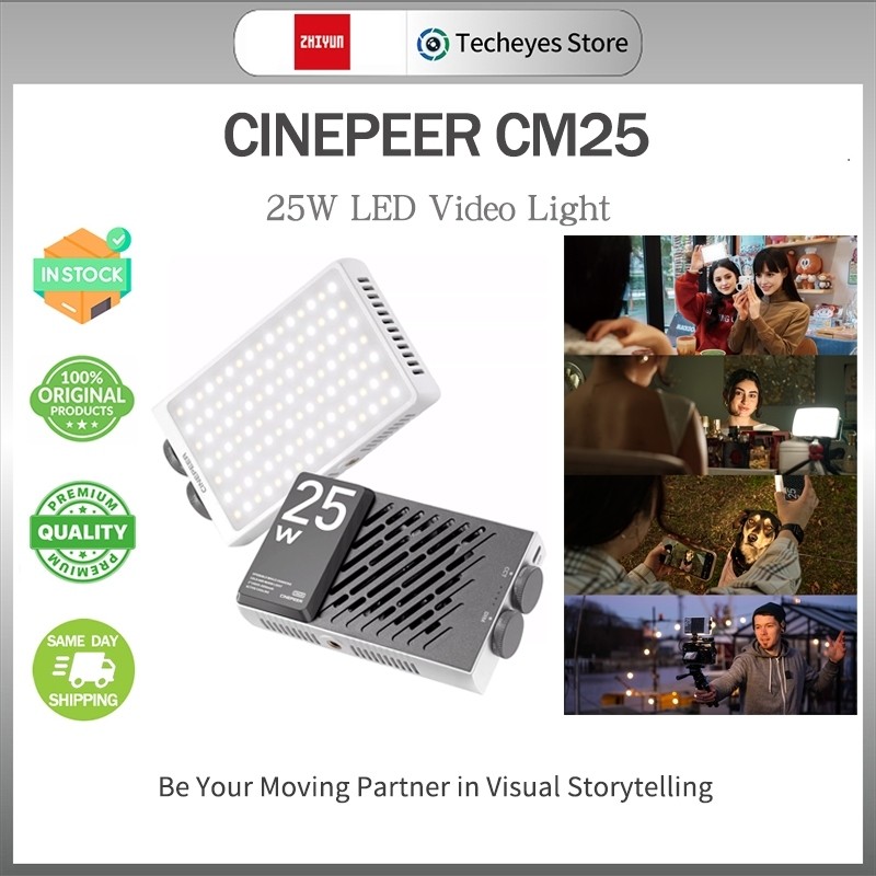 ZHIYUN CINEPEER CM25 25W ไฟวิดีโอ LED ไฟพกพาสําหรับถ่ายภาพ