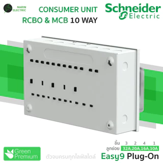 Schneider Easy9 ตู้คอนซูมเมอร์ยูนิต 4-14 ช่อง | RCBO หรือ MCB | 40A/50A/63A | ตู้ไฟบ้านสำเร็จรูป | รุ่น Easy9 Plug-On