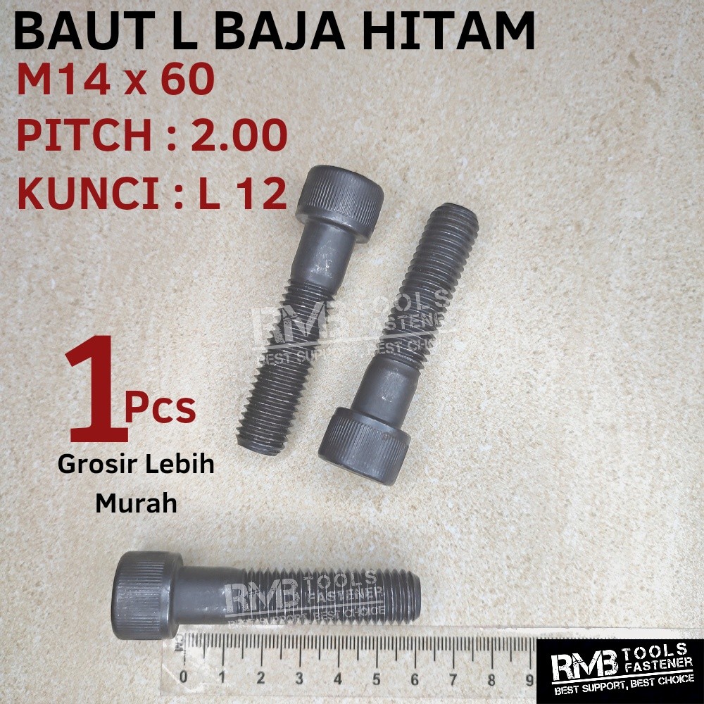 M14x60 สีดําเหล็ก L Bolt M14 ซ็อกเก็ตสกรูเกรด 12.9 L12 HT คีย์