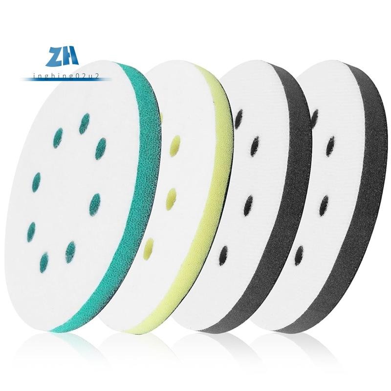 4 แพ็คแผ่นขัดโฟมสําหรับ Orbital Sander, 5 นิ้ว 8 หลุม Orbital Sander Surfprep แผ่นโฟม