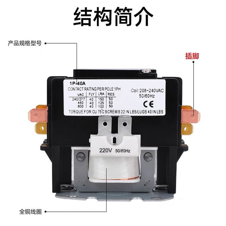 คอนแทคเตอร์แอร์สากล 220V 1HP 2HP 3HP เหมาะสำหรับ Haier Gree Midea หน่วยตู้ 220V ใหม่เอี่ยม - รูปที่ 2