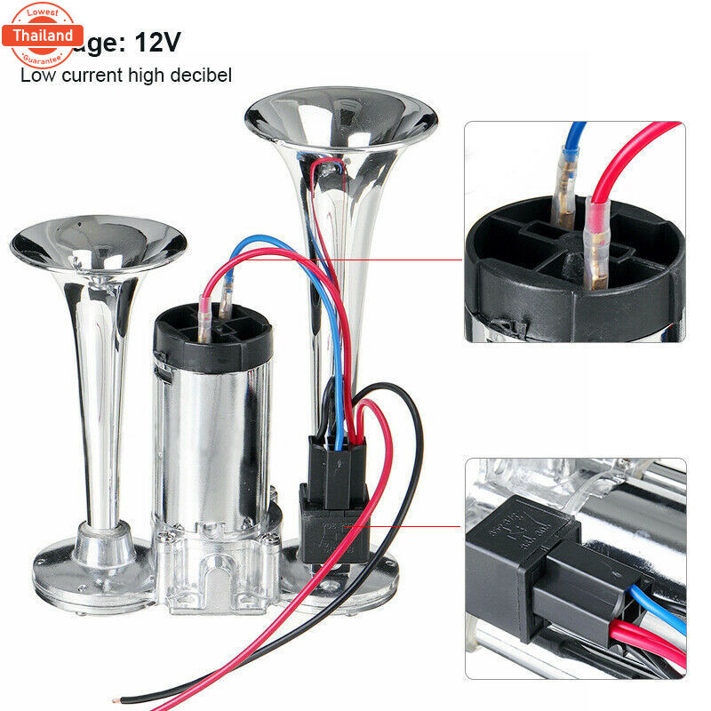Ship from Thailand600DB 12V Dual Trumpets Super Loud Electric Solenoid Valve Car Electric Air Horn C
