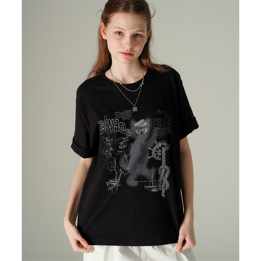 เสื้อยืดแขนสั้นคอกลม พิมพ์ลาย wvproject