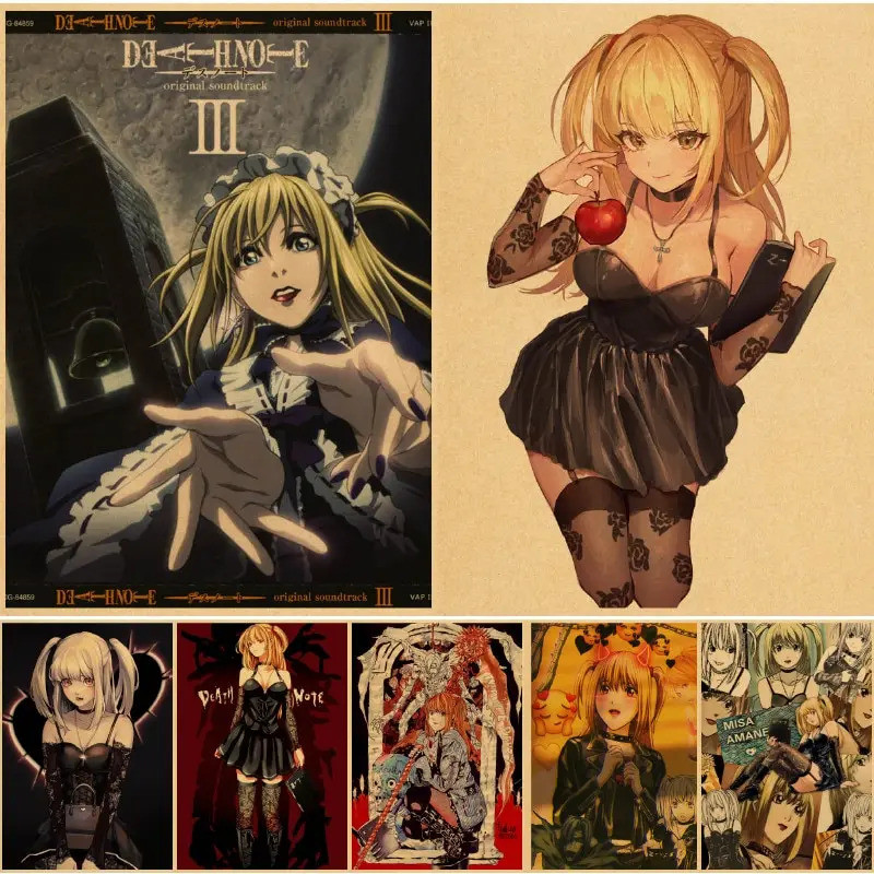 Death Note Anime Wall Art พิมพ์ Misa กระดาษคราฟท์โปสเตอร์คลาสสิกตกแต่งบ้านสําหรับห้องเด็กของขวัญวันเกิดอีกหมายเหตุ Series