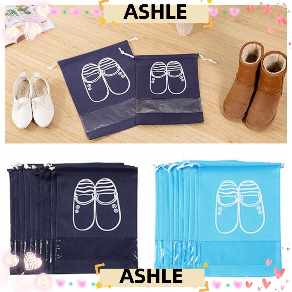 กระเป๋าใส่รองเท้า ASHLE, ถุงเก็บกันฝุ่นกันน้ําไม่ทอ, กระเป๋าหูรูดอุปกรณ์เสริมรองเท้าจัดเก็บกระเป๋า Home