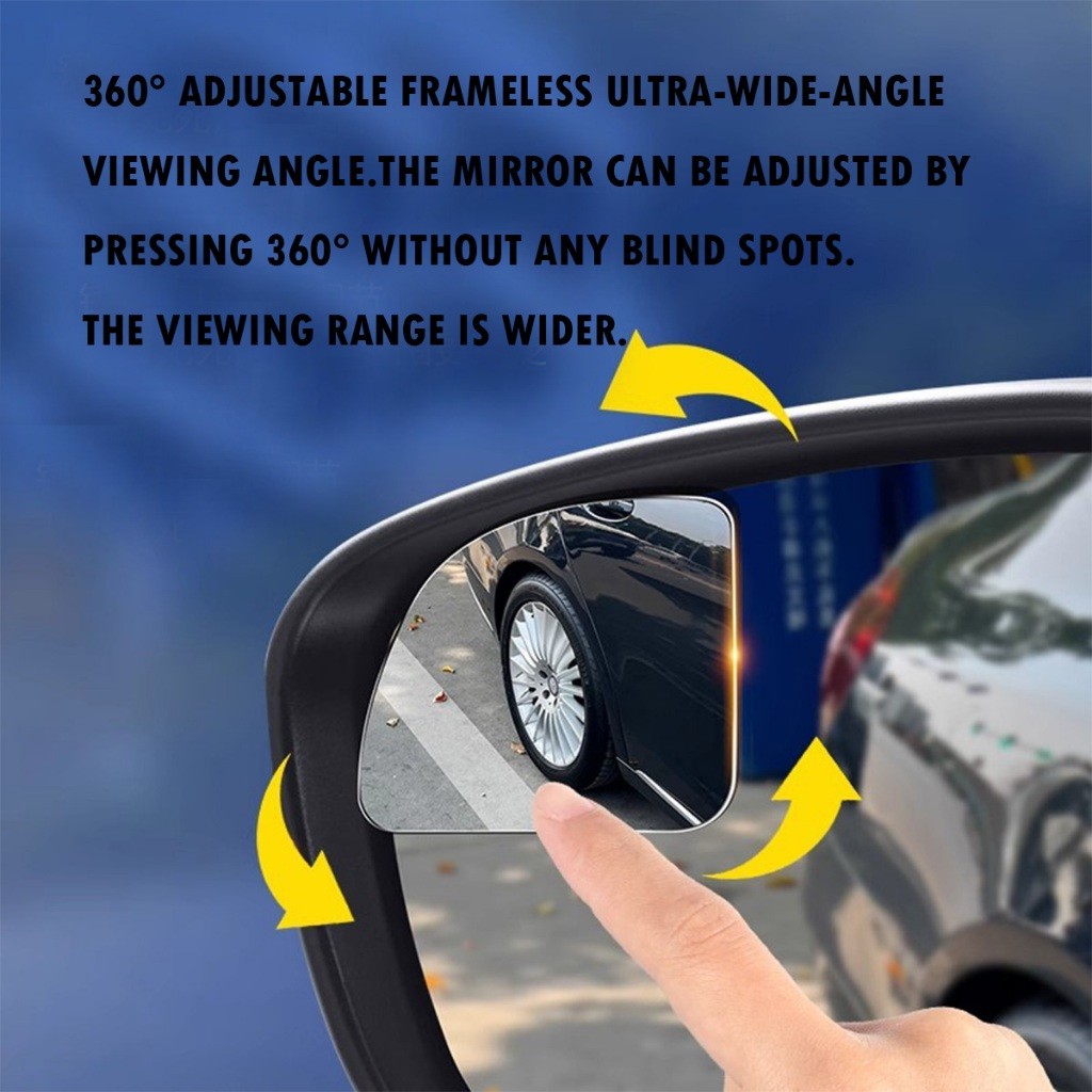 2ชิ้น HDกระจกจุดบอด กระจกมองข้างรถยนต์ ปรับมุมได้360°ลดอุบัติเหตุ สำหรับรถส่วนใหญ่ - รูปที่ 3