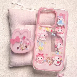 โปร่งใส จัดส่งจากประเทศไทย เคส My Melody ชมพู สำหรับ iphone เคสไอโฟน 11 12 13 14 15 16 PLUS PRO MAX X XS MAX XR 7/8PLUS