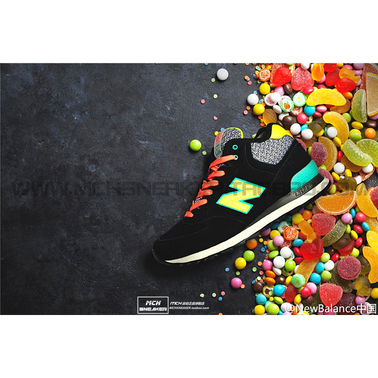 NEW BALANCE กลางสูงตัดฤดูใบไม้ร่วงฤดูหนาวขนแกะ-ขนแกะ Warm รองเท้าผ้าใบผู้หญิง WH574WA/WB/WC/GG/PI