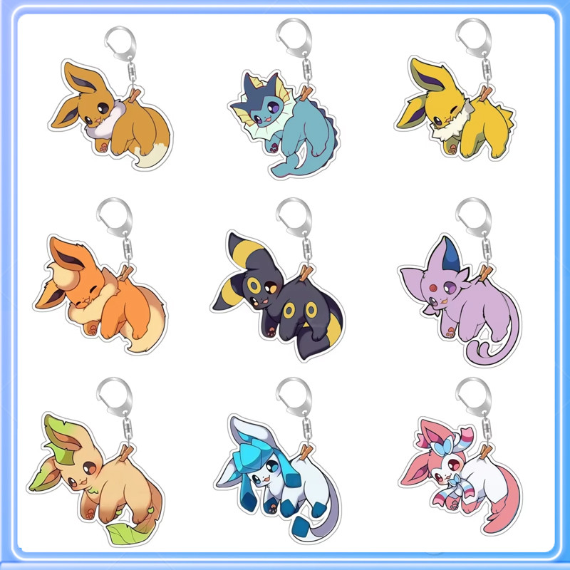 Pokemon Sylveon Eevee Vaporeon Jolteon Umbreon Self Made อะคริลิคพวงกุญแจจี้อะนิเมะคลาสสิกคอลเลกชันเกม