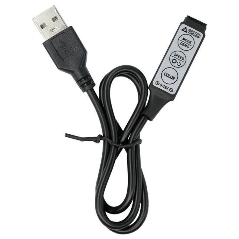 LED Light Strip 5V 1m usb Controller LED Light Bar Mini 3 ปุ่ม Light Strip Dimmer rgb สีสัน Strobe