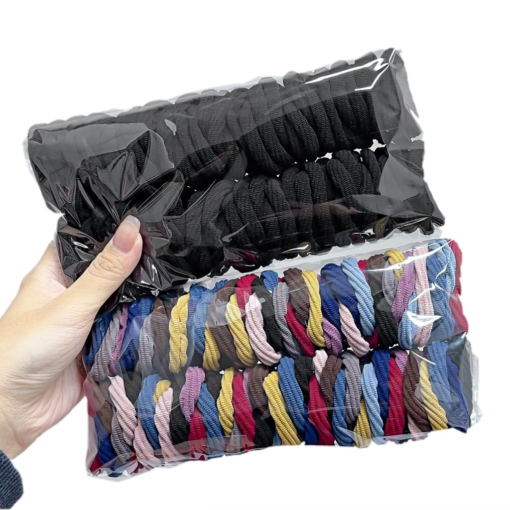 ชิ้น/ถุง รัดผมยางยืดหยุ่น Basic Tie Scrunchie