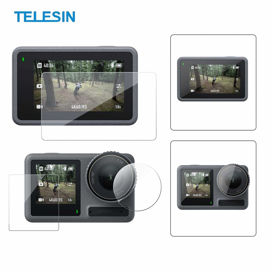 TELESIN ฟิล์มกันรอยกระจกนิรภัย 2.5D สําหรับ DJI Osmo Action 5 Pro - S6-FLM-13-DJ
