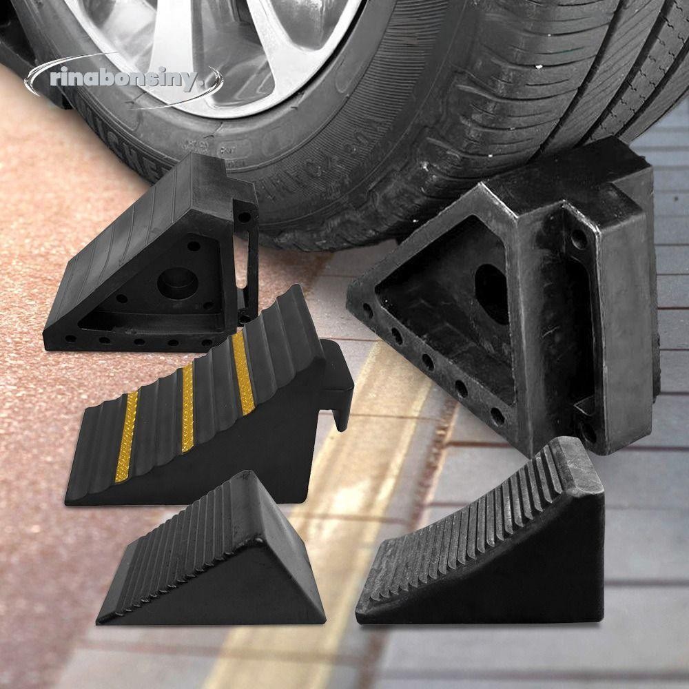 RINABONSINY โช๊คล้อ, สีดํายางทนทานลื่น Stopper, Stable Parking Aid ตําแหน่งที่ปลอดภัยการออกแบบลาดสาม