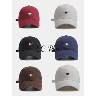 CiCi Plus+(C17) หมวกแก๊ปปักลายหัวใจ มินิมอล น่ารักวัยรุ่น
