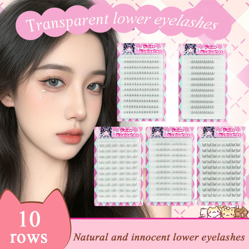 Under Eyelash Lash Extension Grafting 10 แถวขนตาล่าง Cluster ธรรมชาติการ์ตูน Eye แต่งหน้าเครื่องมือ Soft Daily