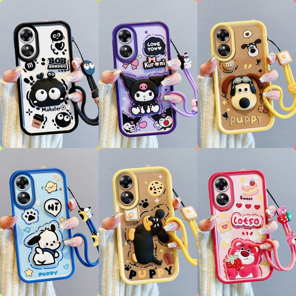 เคส OPPO A18 A38 A58 A78 เคสโทรศัพท์ตุ๊กตาสติ๊กเกอร์น่ารัก