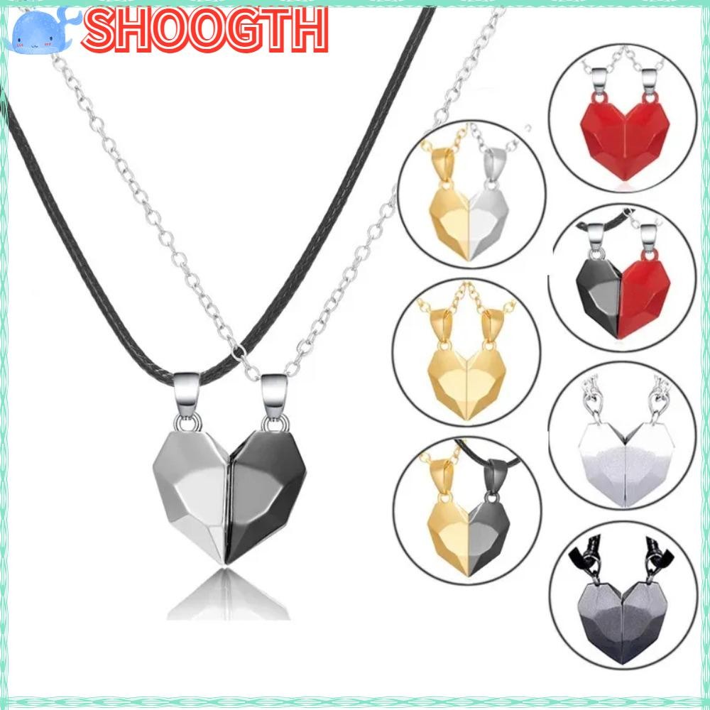 สร้อยคอมาgnetหัวใจคู่ หรูหราและขายดี เซ็ต2ชิ้น สำหรับของขวัญวันครบรอบ