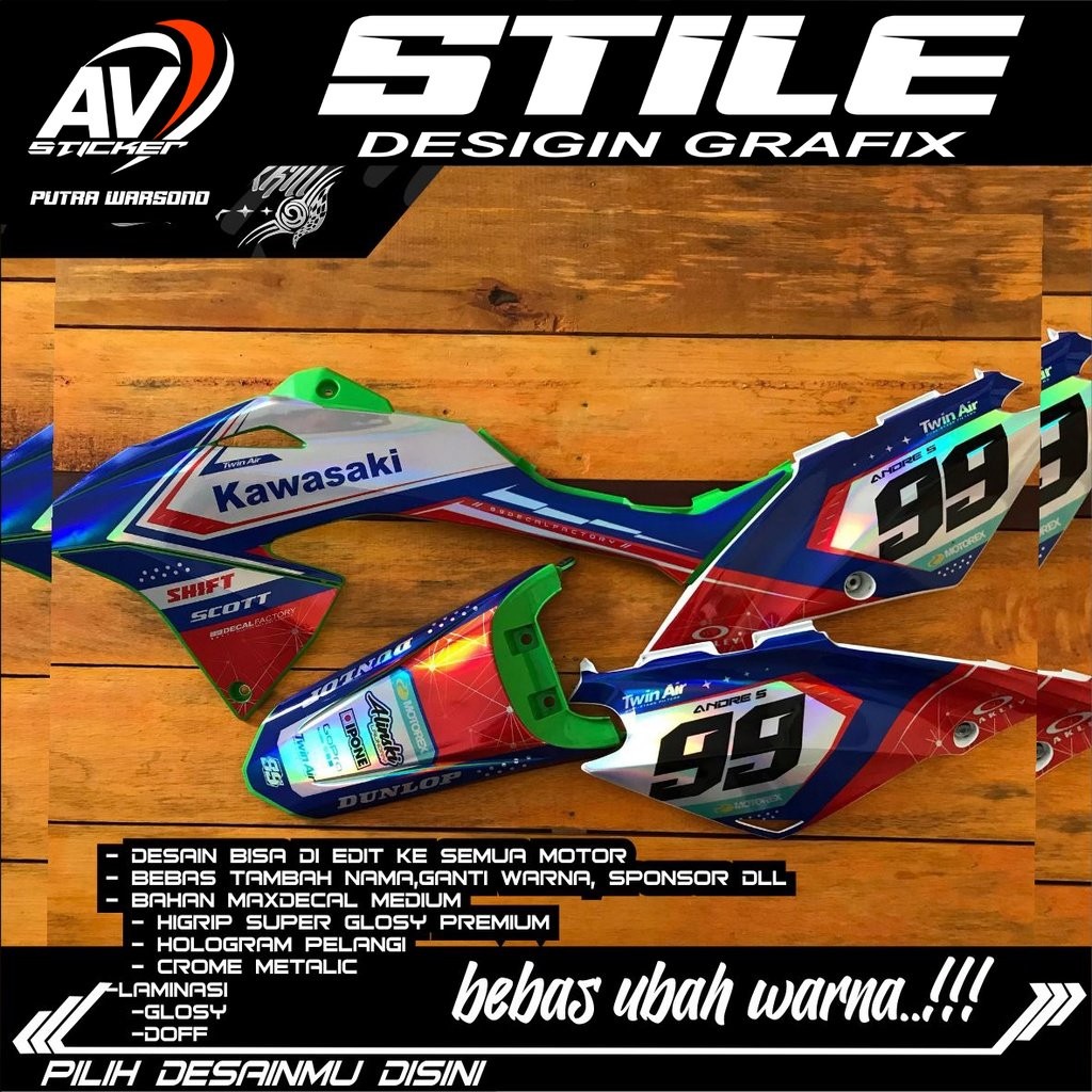 สติ๊กเกอร์สติ๊กเกอร์ 302 klx 150 bf fullbody โฮโลแกรมเรนโบว์