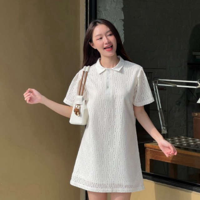 DL24 - polo dressy in lace fabric เดรสโปโลผ้าลูกไม้/ dressylismm