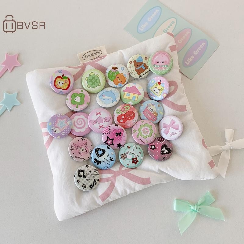BVSR 6 ชิ้นน่ารักการ์ตูนปุ่มป้าย Retro หญิงเด็กกระเป๋าเป้สะพายหลังกระเป๋าดินสอ DIY ตกแต่งเข็มกลัด Pin อุปกรณ์เสริม TH