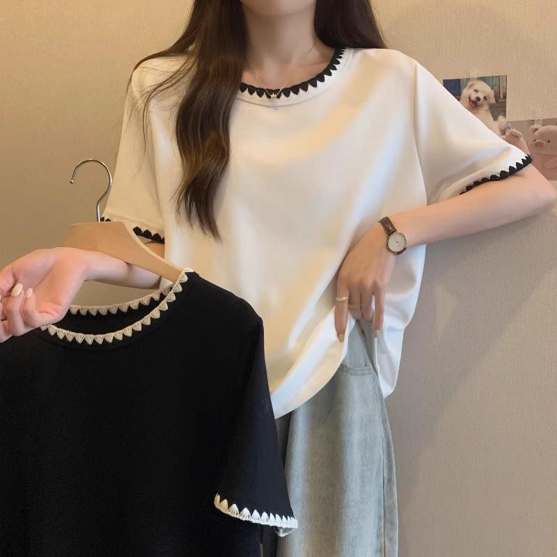 เสื้อยืดสไตล์เกาหลีหลวมสบาย ซ่อนท้อง สำหรับหน้าร้อน
