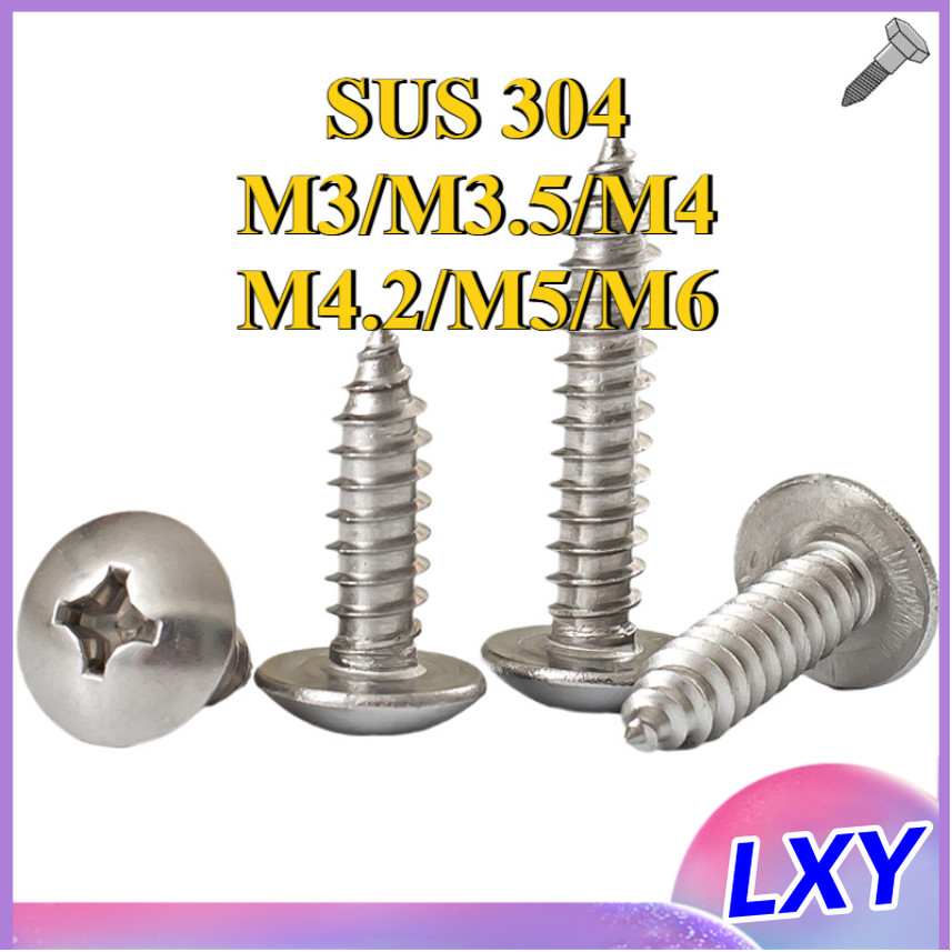 น็อต สกรู หัวร่ม หัวกระทะ แฉก T+ สแตนเลส 304 เกลียวปล่อย / Truss an Head Phillip Tapping Screw SUS30