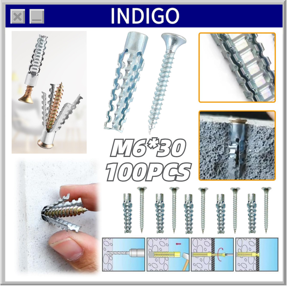 100SET Wall Bolt Anchor สกรู M6 ขยาย Anchor Wall Anchor สกรูผนัง Wall Anchor