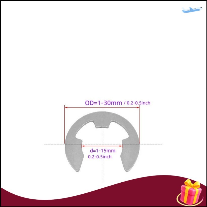 225 ชิ้น/เซ็ต E-Shaped Clasp เครื่องซักผ้าชุด 304 สแตนเลส M1.5-M15 Pulley Shaft ภายนอก RetainerWDY-MB