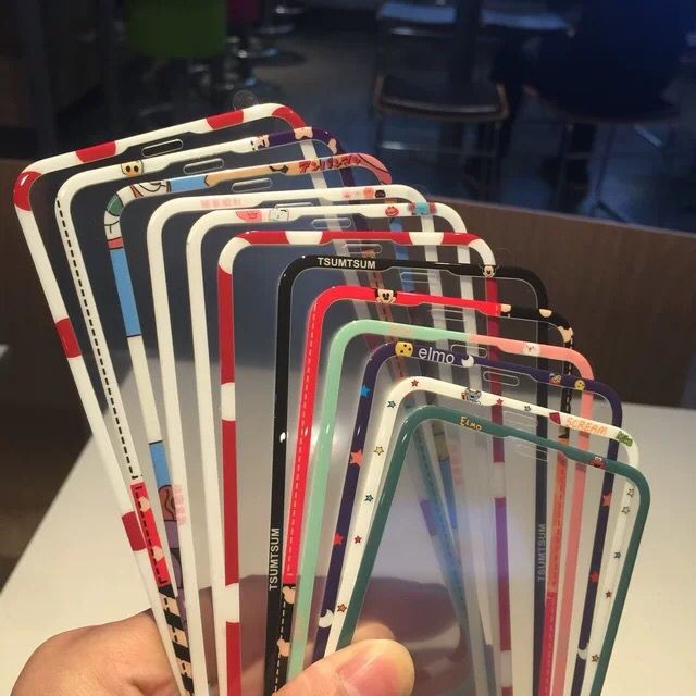 สินค้าใหม่พร้อมสต็อกการ์ตูน Apple Tempered Film Xsmax Never Broken Edge Glass Film iphone Cute Color