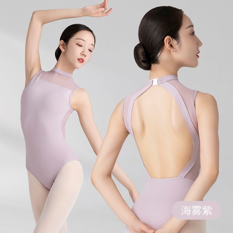 艺考形体服连体衣女考紧身体操服无袖挂脖拼接芭蕾舞蹈练功服Art Test Body Clothes Jompon Women's Tight Gymnastics Clothes20250917