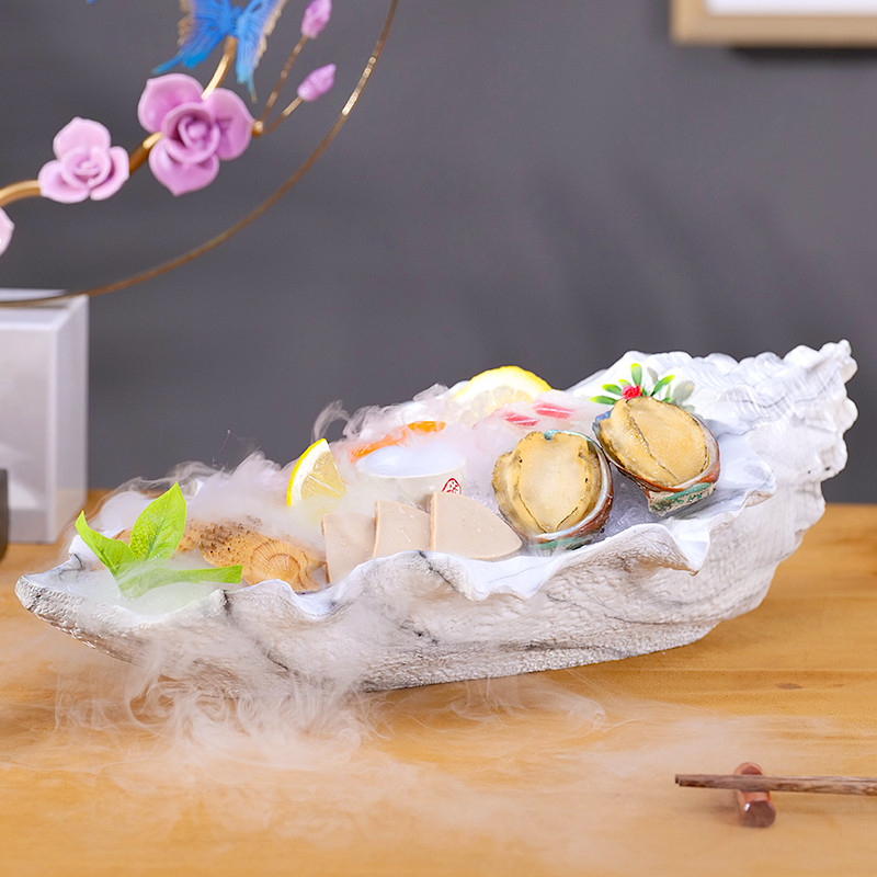 High-End Conch Sashimi Plate Ice Dry Ice Creative Tableware Seafood Salmon Fish Sashimi Dedicated Pl