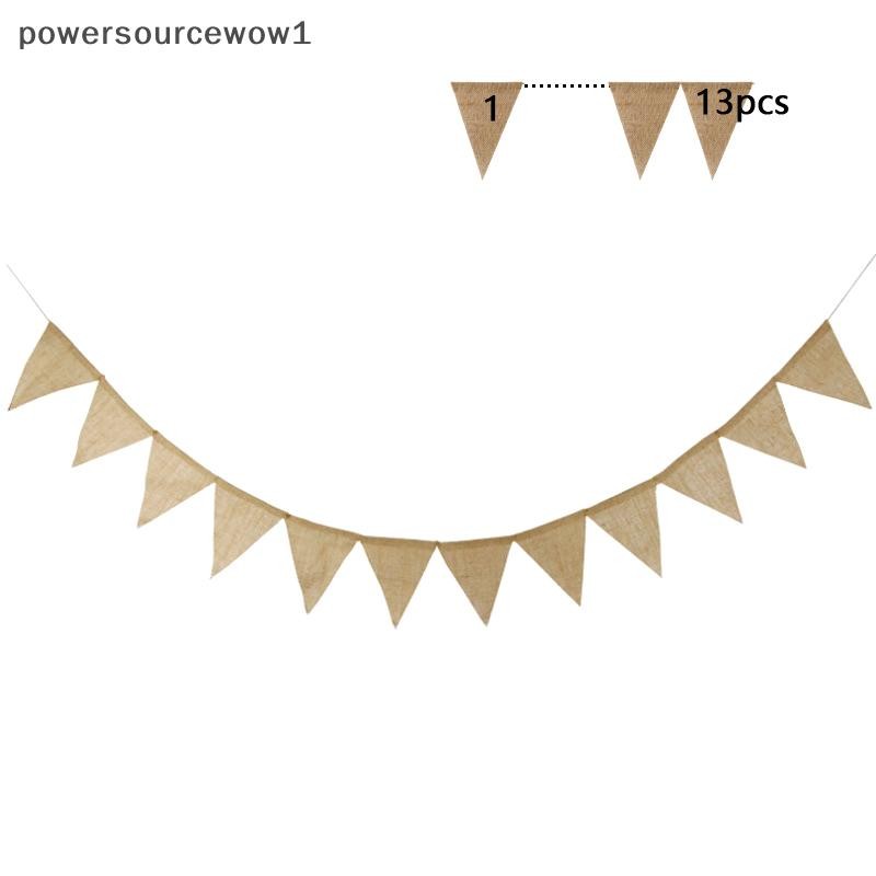 WOW 13 ธง Vintage Jute Hessian Burlap Bunting แบนเนอร์งานแต่งงานการถ่ายภาพ Props Celebration Party ต