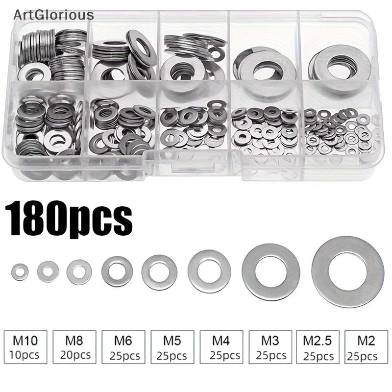 Art 180 PCS 304 สแตนเลสสตีลแบนเครื่องซักผ้าชุด M2/2.5/3/4/5/6/8/10 เหมาะสําหรับตกแต่งบ้านโรงงานการบํ