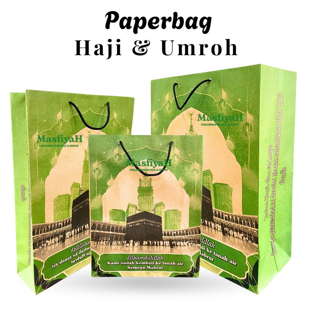 HIJAU (1 DOZEN/1 PACK) กระเป๋าใส่กระดาษสีเขียว UMRAH HAJI ถุงกระดาษ HAJI UMRAH SOUVENIR HAJI UMRAH U