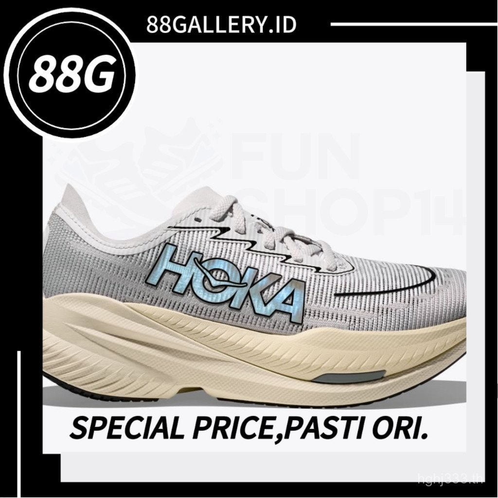 Sepatu Lari Hoka Mach X 2 รองเท้าวิ่งผู้ใหญ่ สีขาว / สีเทาคอสมิค - 1169610WMC