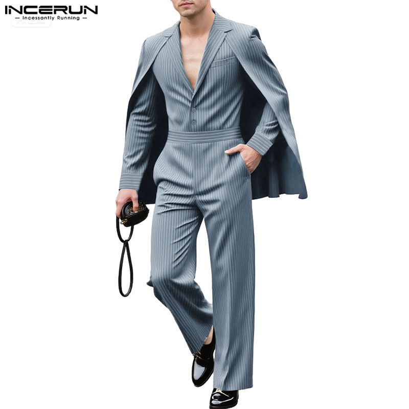 สูทวินเทจระดับไฮเอนด์ แขนยาว เย็บลายตรง สำหรับผู้ชาย