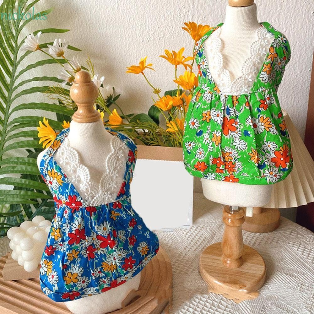 NICKOLAS Dog Dress, Lace Cotton Puppy Dress, Bichon Frise Breathable Cute Soft Pet Dress Skirt Small