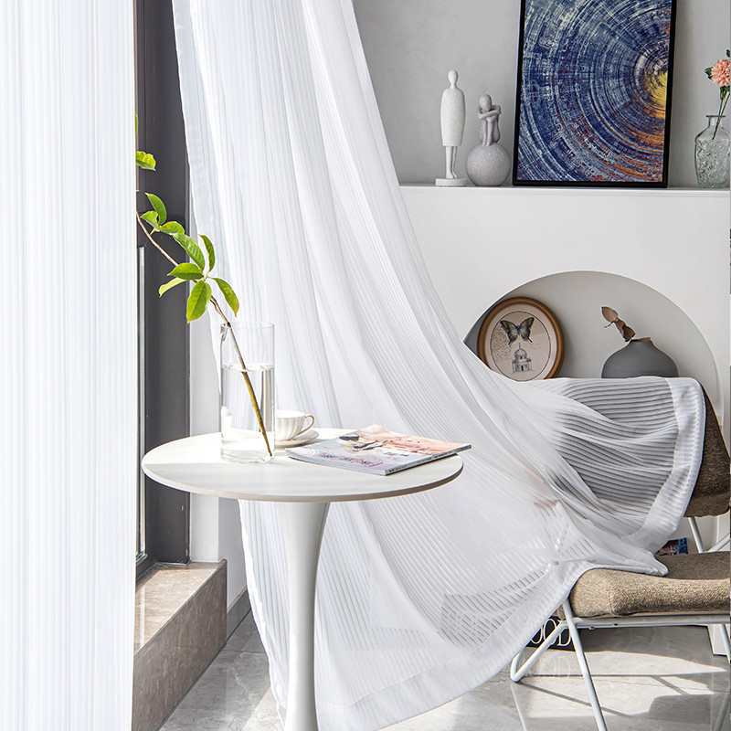 แนะนำ ผ้าม่าน ผ้าม่าน ห่วงตาไก่ สีขาว ลายเส้น สไตล์วินเทจ เรียบง่าย สวยงาม สบายตา ระบายอากาศได้ดี พร้อมจัดส่งจากไทย ราคาพิเศษ มีเก็บเงินปลายทาง