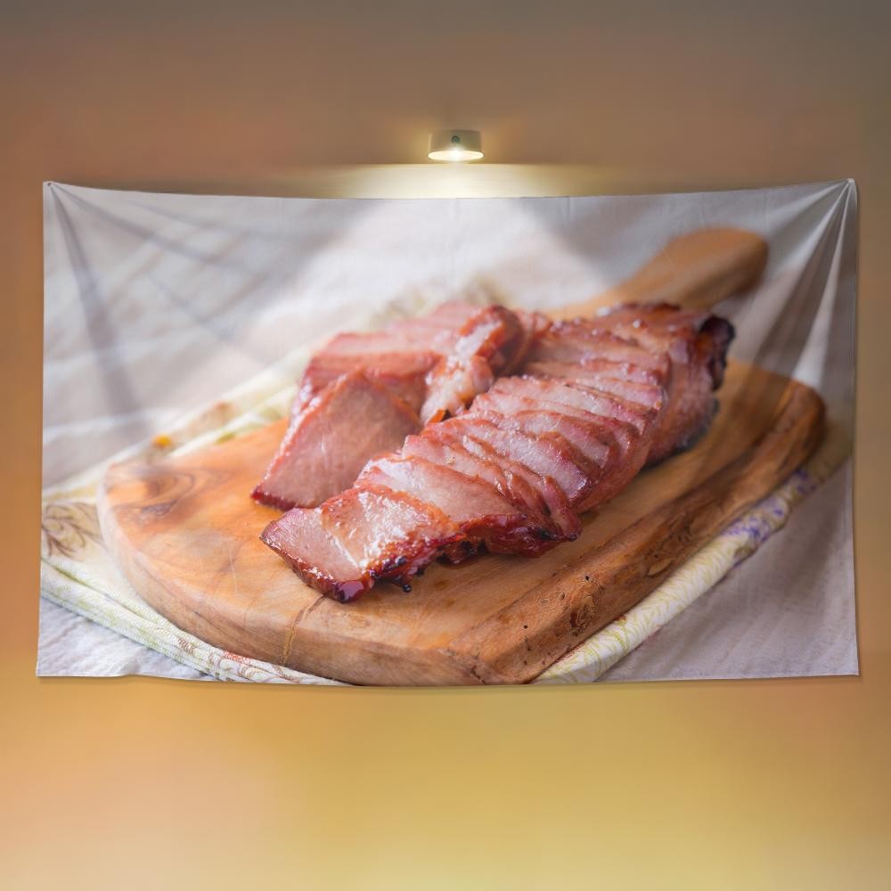 ร้านอาหารผ้าพื้นหลังพิเศษ gourmet char siu ผ้าแขวนตกแต่ง