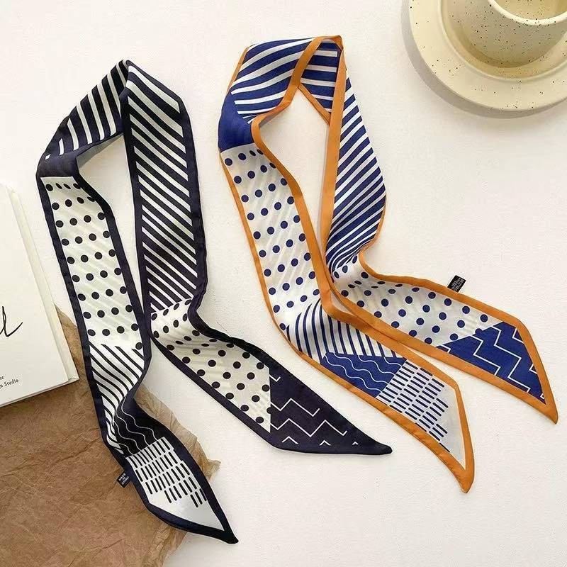 ผ้าพันคอเกาหลีลายจุด สไตล์ย้อนยุค สำหรับผู้หญิง สามารถใช้เป็นคาดศีรษะได้ SJ0941