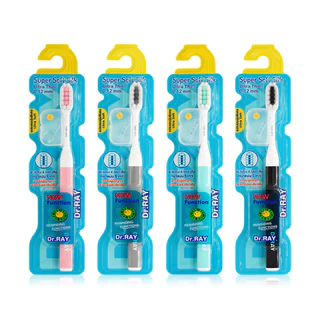 Dr.ray Toothbrush Super Soft Silk D59 1pc [Random Colors] แปรงสีฟัน หัวแปรงขนาดเล็กและขอบบางลง.