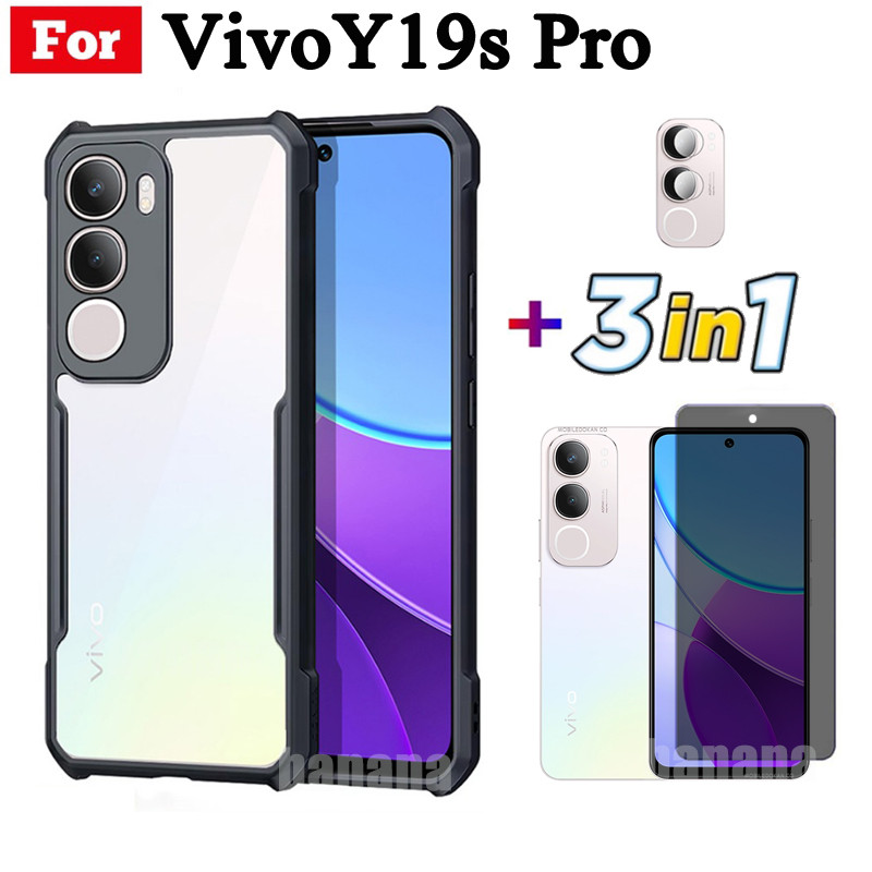 3 in 1 Vivo Y19S Pro เคสโทรศัพท์กันกระแทกสําหรับ Vivo Y19S GT Y19S Y19 5G กระจกนิรภัยป้องกันหน้าจอแล