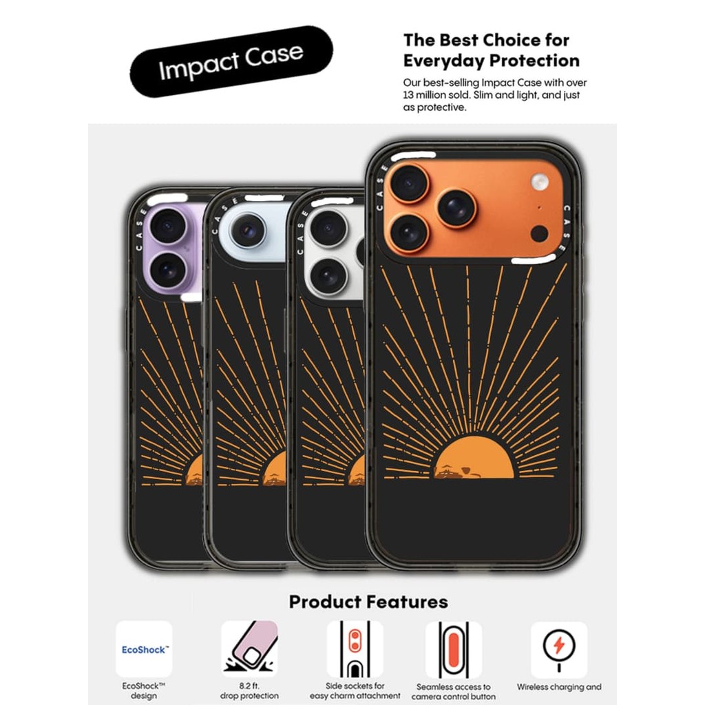 CASECASE X rising sun Case Black Edge Clear Hard Magnetic Vacuum Impact Case สําหรับ Apple IPhone 12