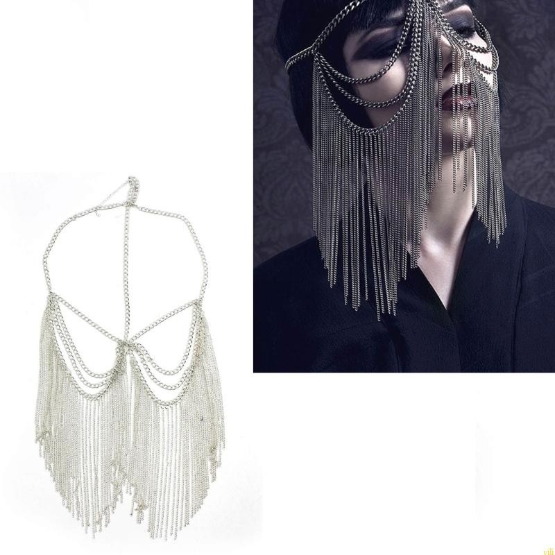 Yili Tassels Face Chain เครื่องประดับศีรษะสําหรับการแสดงเต้นรําคอสเพลย์