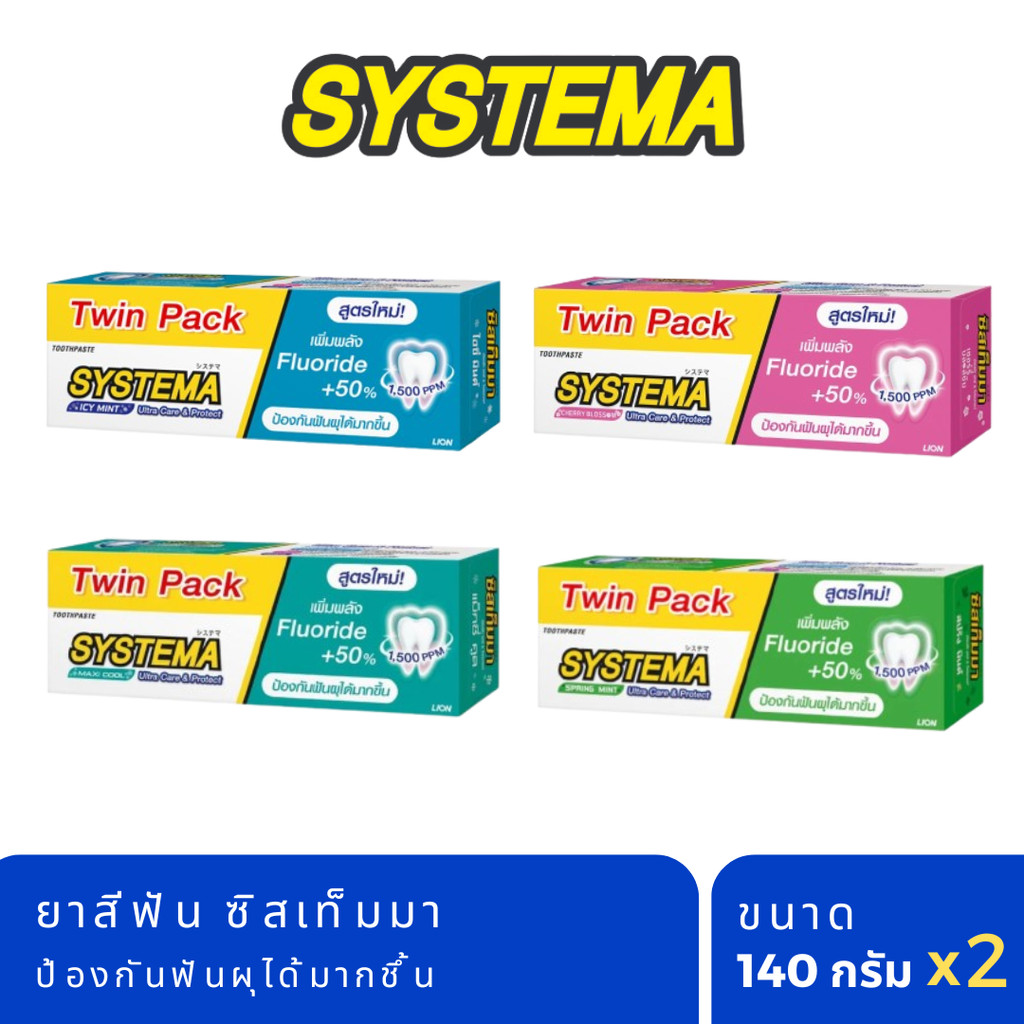(แพ็คคู่) ⭐ SYSTEMA ซิสเท็มมา ยาสีฟัน อัลตร้า แคร์ & โพรเทคท์ 1500PPM ลดคราบพลัค เหงือกแข็งแรง 140g 